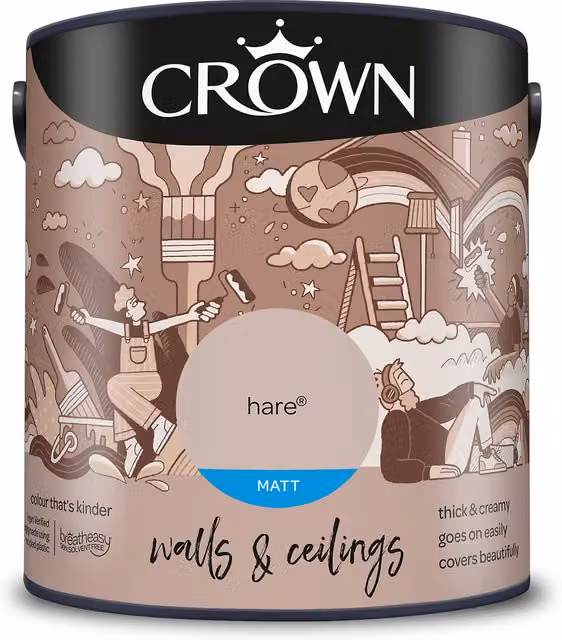 Crown Matt Breatheasy Emulsion Paint in Hare Brown