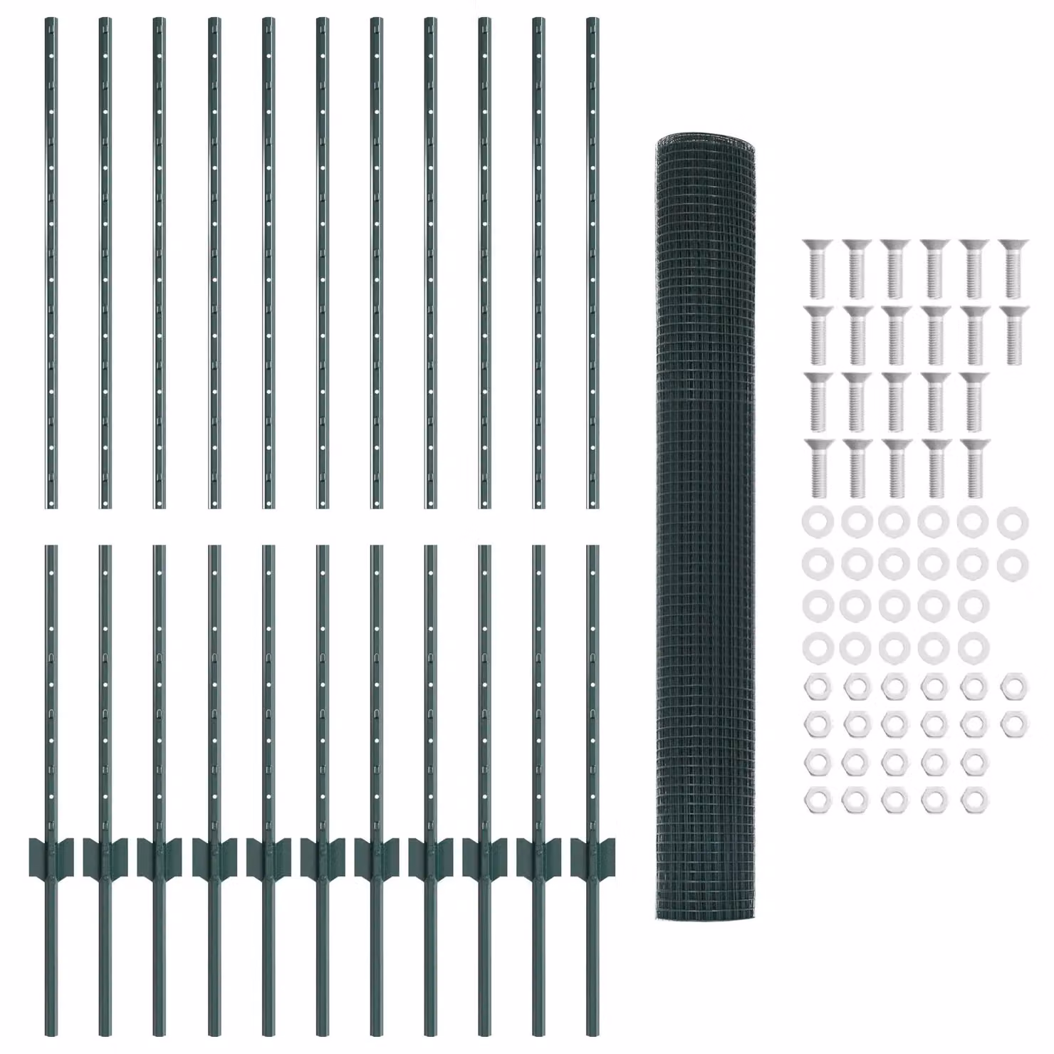 Berkfield Home Green Steel Welded Wire Fence with 11 U-Profile Posts, W: 25 m, H: 1.2 m – 3