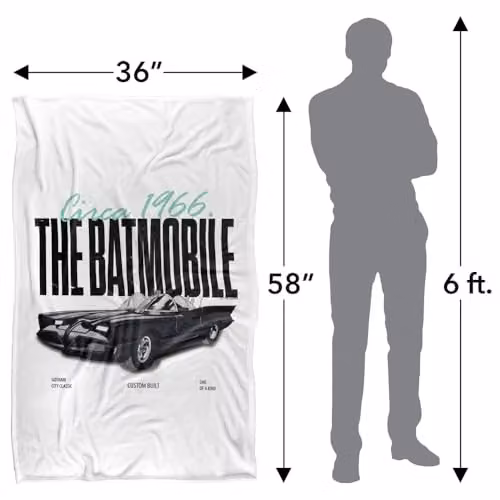 LOGOVISION Batman Classic TV Series The Batmobile Super Soft Fleece Throw Blanket, Multicolour, W/D/H: 91 x 147 cm – 3
