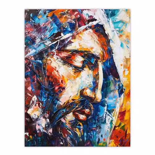 Artery8 Jesus Face Portrait Religious Wall Art Poster Print, Multicolour, 18 x 24 Inch – 1