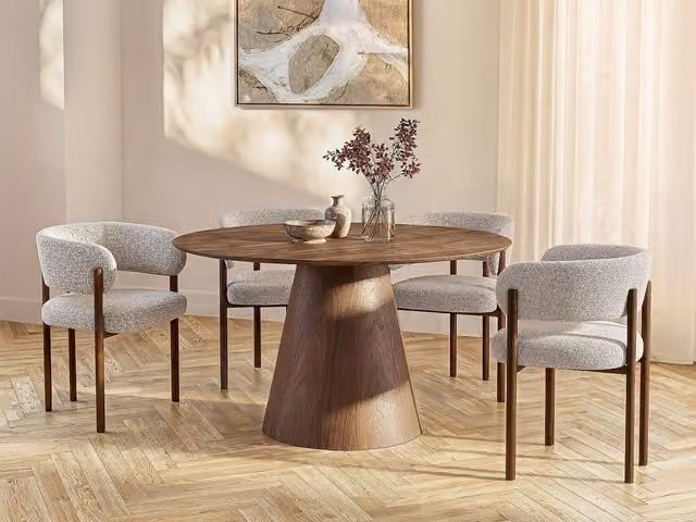 Vente-unique Antaliza Round 4-Seater Dining Table in Walnut Brown, Diameter: 120 cm, Height: 75 cm – 1