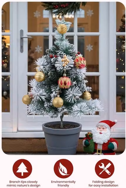 Garden Sanctuary Set of 2 Multicolour Artificial Christmas Tree Urn Fillers with Tripod Stakes – 1
