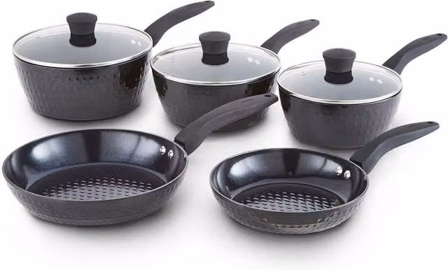 Diamo 5 Piece Ceramic Cookware Set in Black