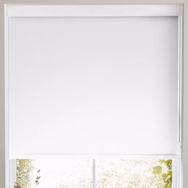 Terrys Ludo Made to Measure Blackout Roller Blind in White and Black Textile with Thermal Insulation