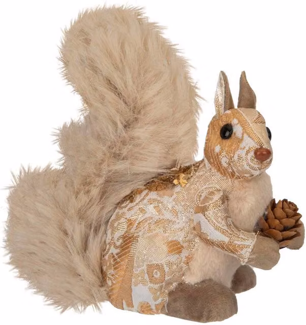 VFM e-Store Gold Christmas Squirrel Tabletop Decoration, W: 16 cm, H: 9 cm – 1