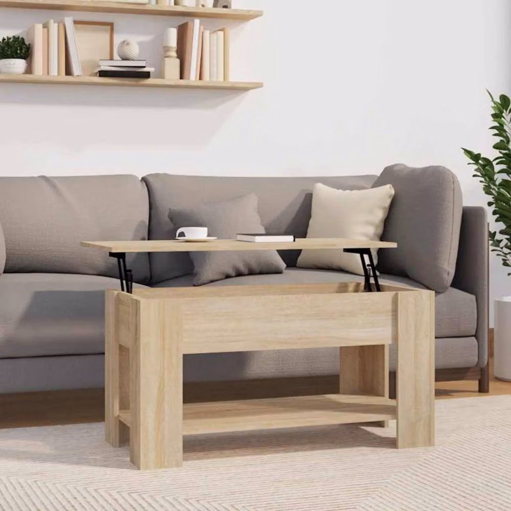 Berkfield Home Sonoma Oak Coffee Table in Beige with Lift Mechanism, W: 101 cm, D: 49 cm, H: 52 cm – 2