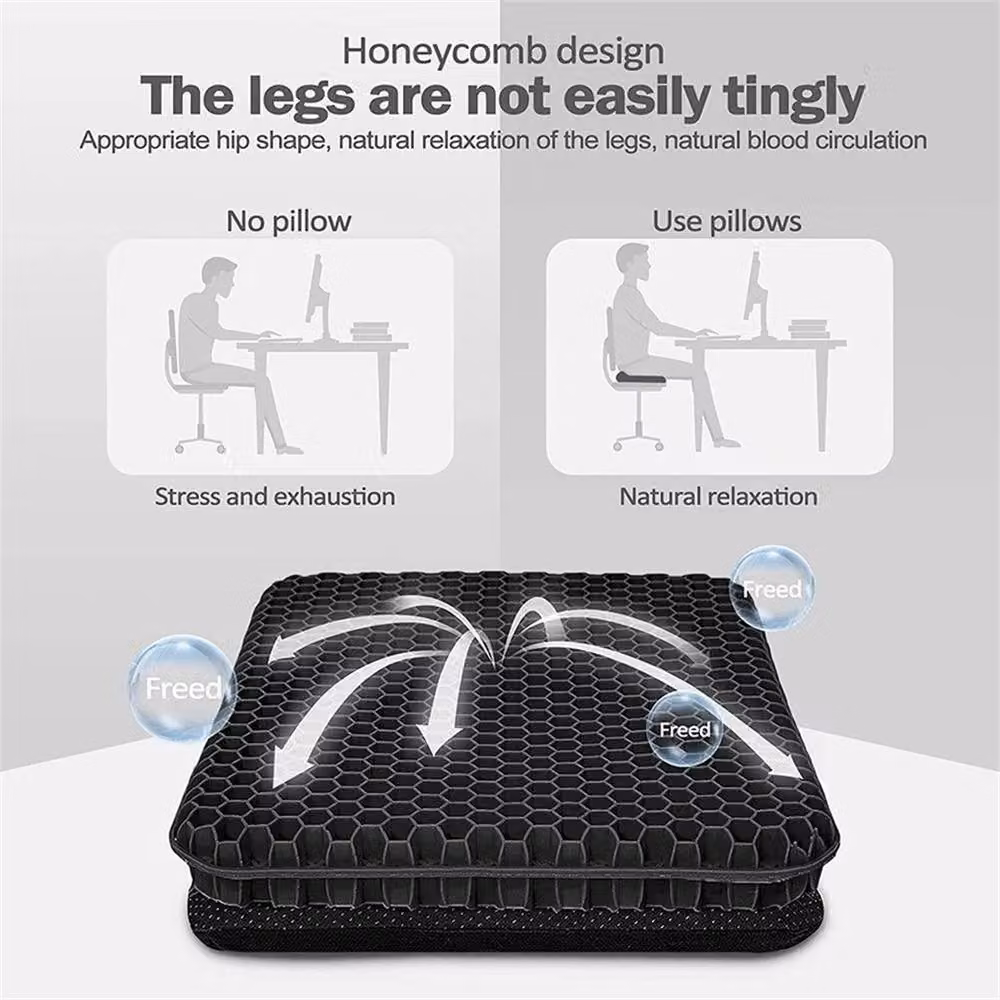 NESTLUNE Breathable Double Thick Gel Seat Cushion Pillow in Black, W/D: 120 x 120 cm – 3