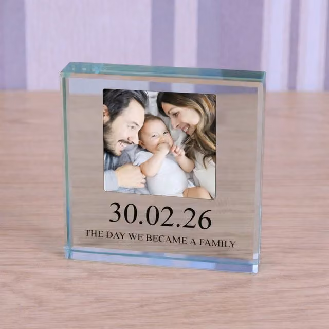 Uniqueful Personalised The Day We Became a Family Glass Token in Transparent and Beige
