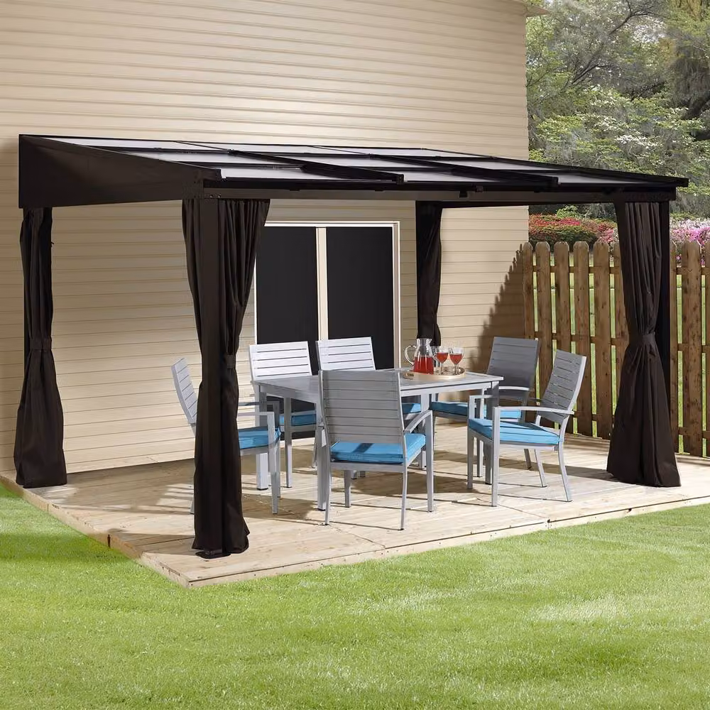 Sojag Sutton Brown Aluminium Lean-to Patio Cover, W: 366.5 cm, D: 298.5 cm, H: 243 cm – 2