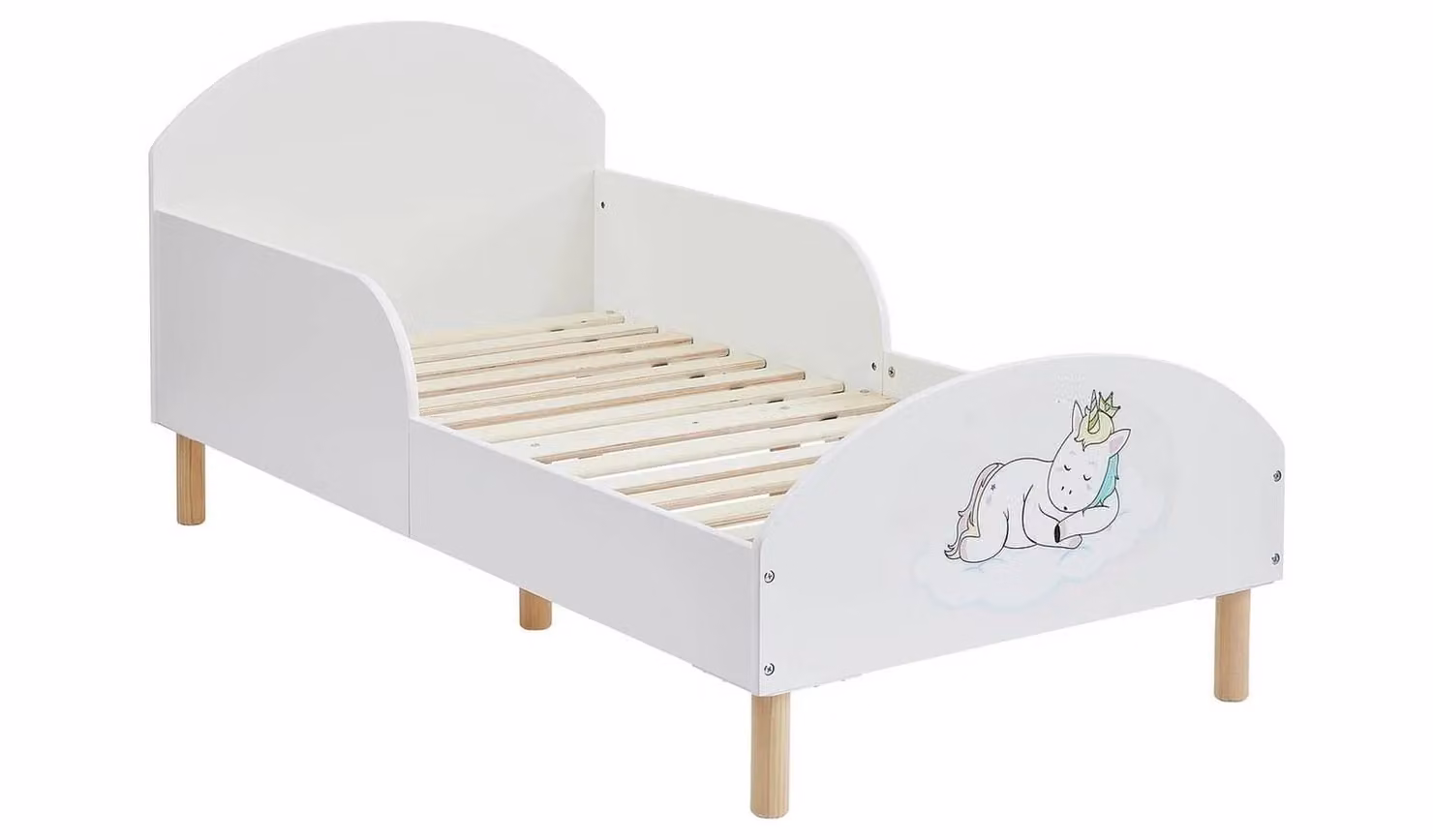 Liberty House Unicorn Toddler Bed in White for Childrens Bedrooms W/D/H: 140 x 70 x 68 cm