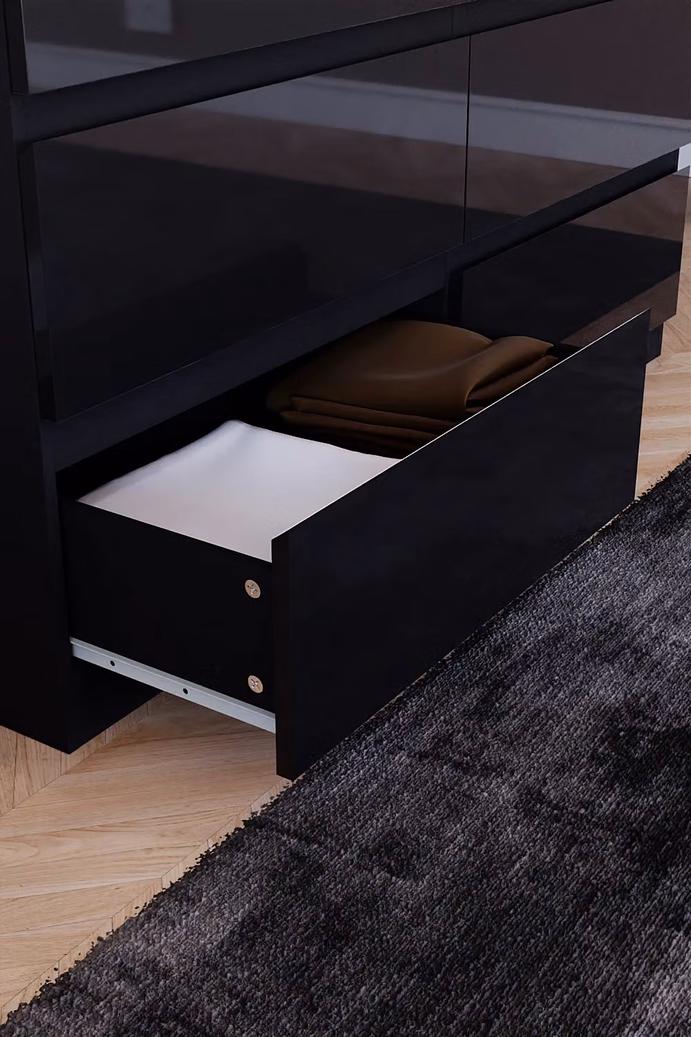 Vida Designs Glinton High Gloss 6 Drawer Chest of Drawers in Black – 3