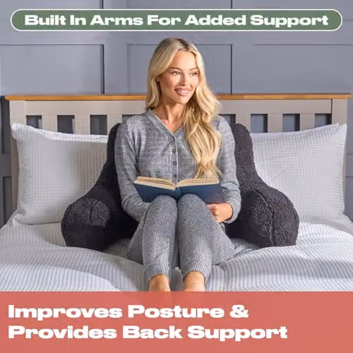 OHS Teddy Fleece Reading Pillow with Arms for Adults in Black W/D/H: 60 x 40 x 60 cm – 2