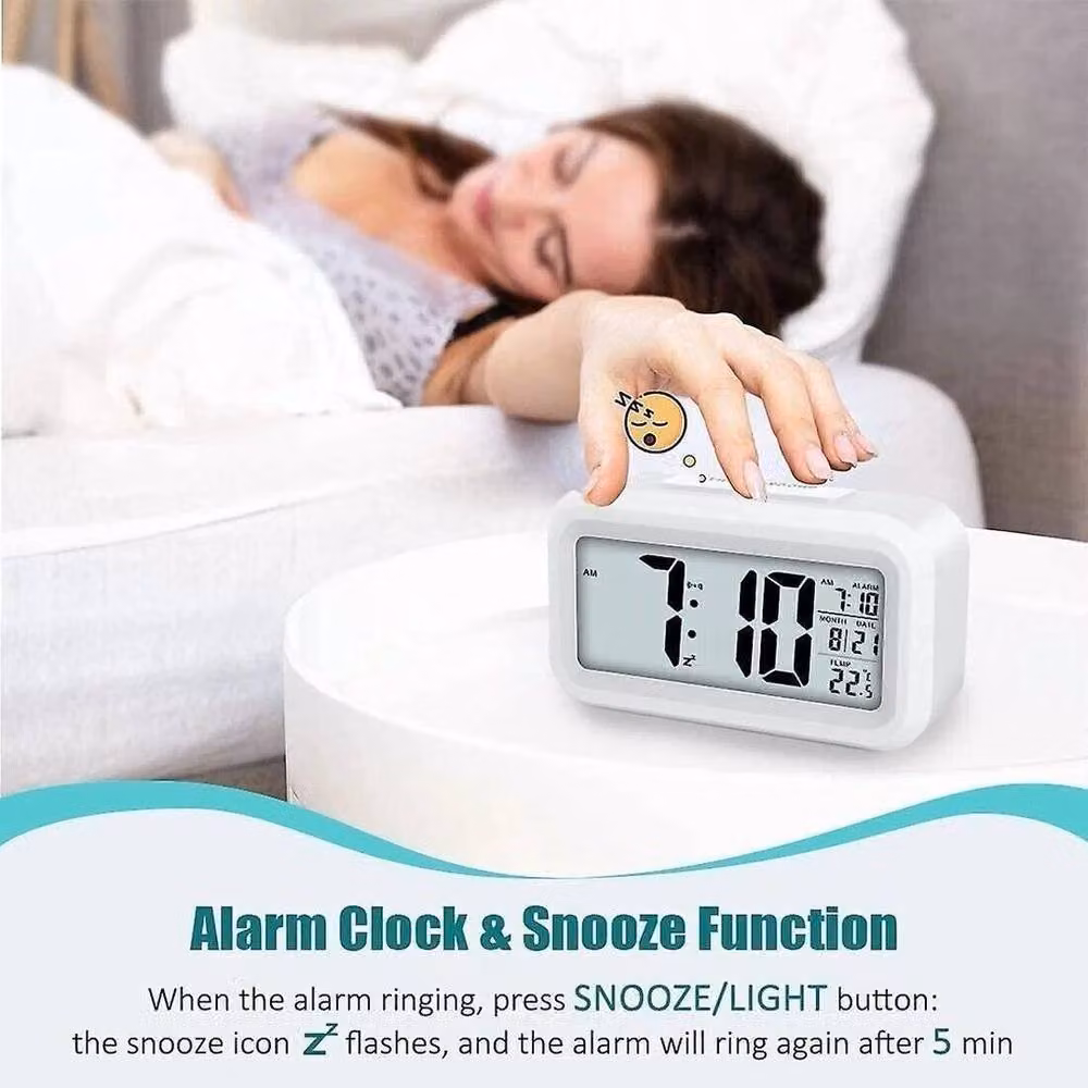 PAWNORA LED Snooze Alarm Clock, White – 2
