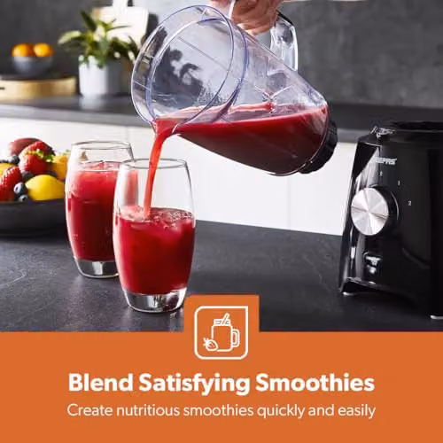 Geepas 2-in-1 Blender and Smoothie Maker with Spice Mill, 550W, 1.8L, Black – 6