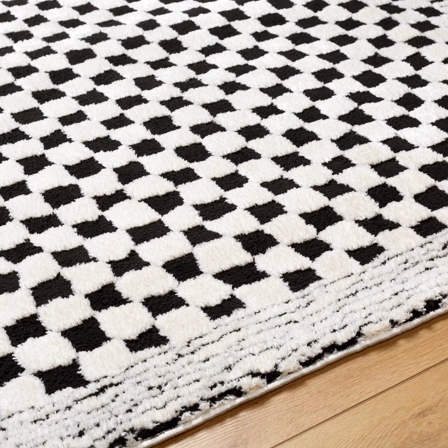Livabliss Freud Modern Checkerboard High Pile Living and Dining Rug in Black and Brown, W: 160 cm, L: 215 cm – 3