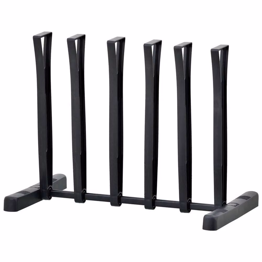 KORVIXA Matt Black Freestanding Plastic Shoe Rack for 3 Pairs of Wellington Boots – 3