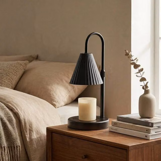 SPETLEK Black Wax Candle Warmer Lamp with Height Adjustable Metal Burner