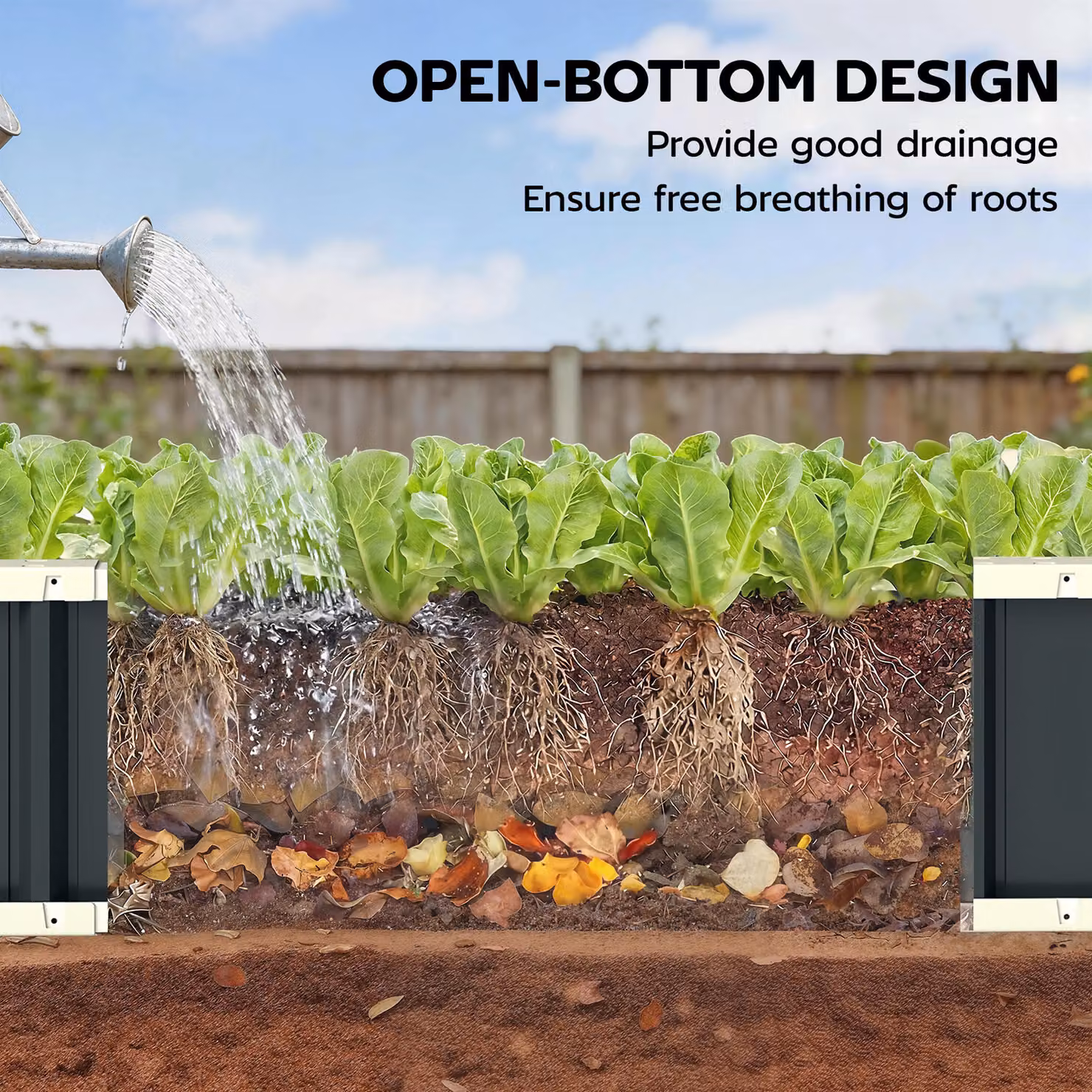 Outsunny Galvanised Steel Raised Garden Bed in Dark Grey, W: 137.16 cm, D: 60.96 cm, H: 60.96 cm – 7