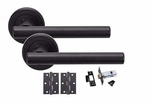Golden Grace T-Bar Door Handles with Hinges and Latch, Matt Black, 6 Sets