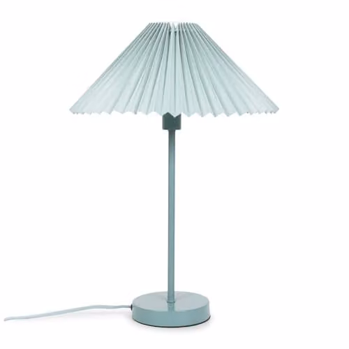 ValueLights Blue Metal Table Lamp with Pleated Shade and LED Bulb, H 48.5 x W 34.5 x D 34.5 cm – 1