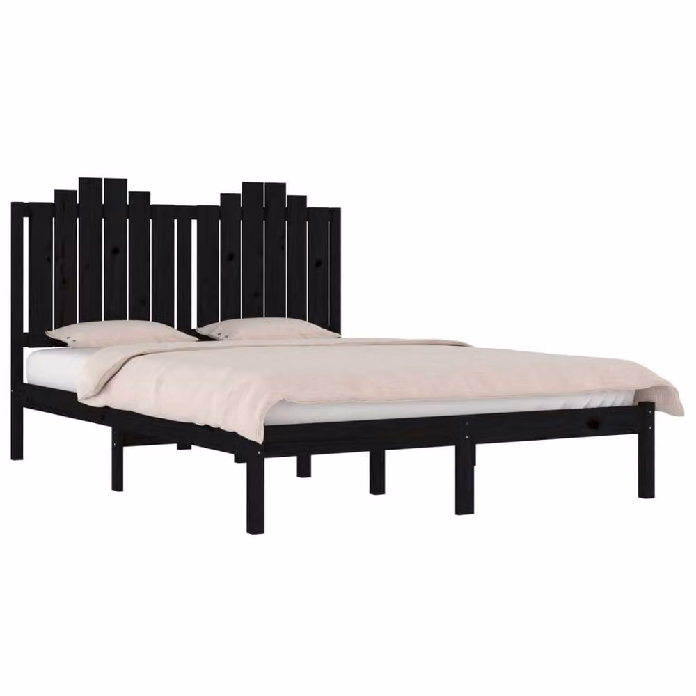 Berkfield Home Black Solid Wood Pine Bed Frame W/D/H: 200 x 200 cm – 3