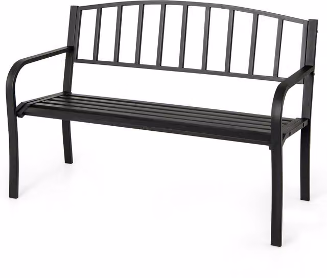 Costway Modern Metal Garden Bench in Black, Width: 127 cm