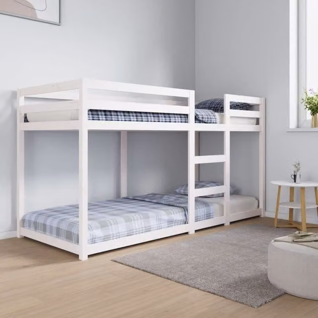 Berkfield Home Two-Level Bunk Bed in White Solid Pine Wood, W/D/H: 80 x 200 cm – 1