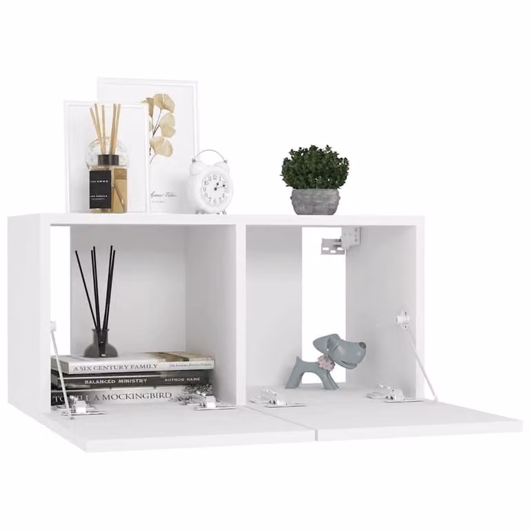 Berkfield Home 5 Piece White MDF TV Cabinet Set with Wall Mounted Design and Internal Shelves