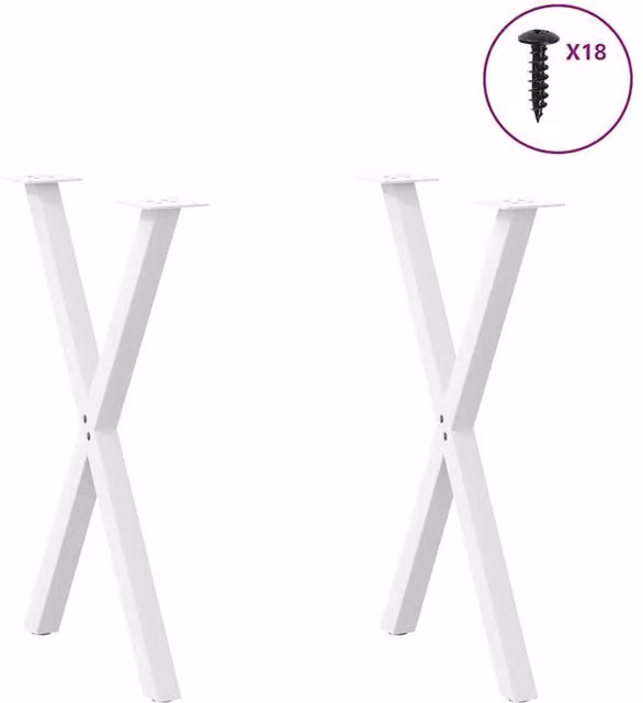 Berkfield Home Modern X-Shaped Dining Table Legs, 2 Pieces, White Steel, W: 50 cm, H: 72.5 cm – 1