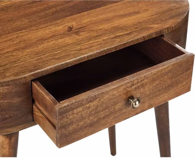 Elm Home And Garden Solid Mango Wood Console Table in Brown with Oval Top