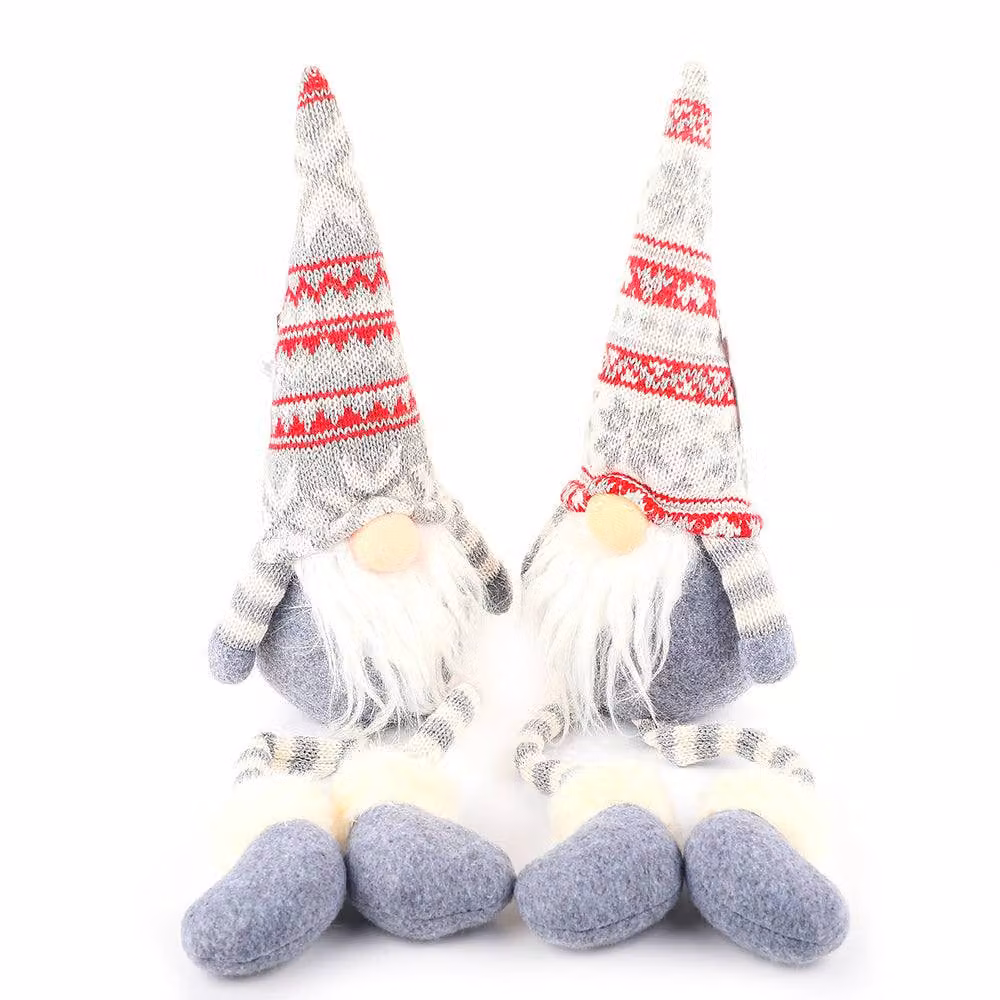 Voltico Christmas Gnome Decoration, Grey and White Scandinavian Plush Gonk Ornament, Height: 41 cm – 2