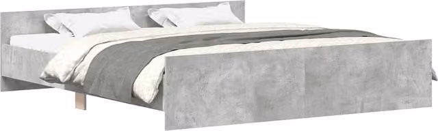 Berkfield Home Bed Frame with Headboard and Footboard in Concrete Grey, W/D/H: 180 x 200 cm