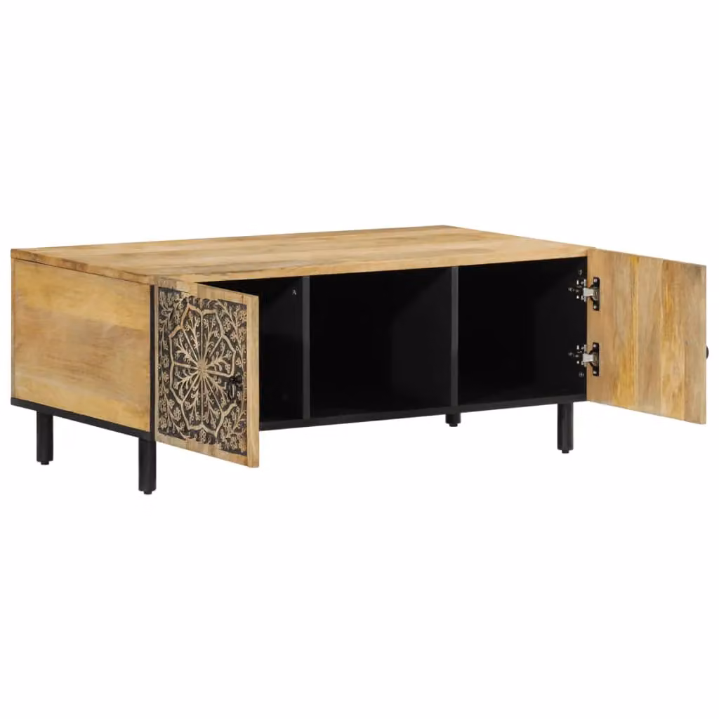 Berkfield Home Mango Wood Coffee Table in Brown, W: 100 cm, D: 54 cm, H: 40 cm – 2
