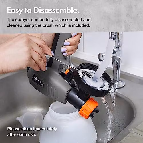 VonHaus 800W Electric Handheld Paint Sprayer in Grey and Orange with 1300ml Cup and Adjustable Spray Pattern – 3