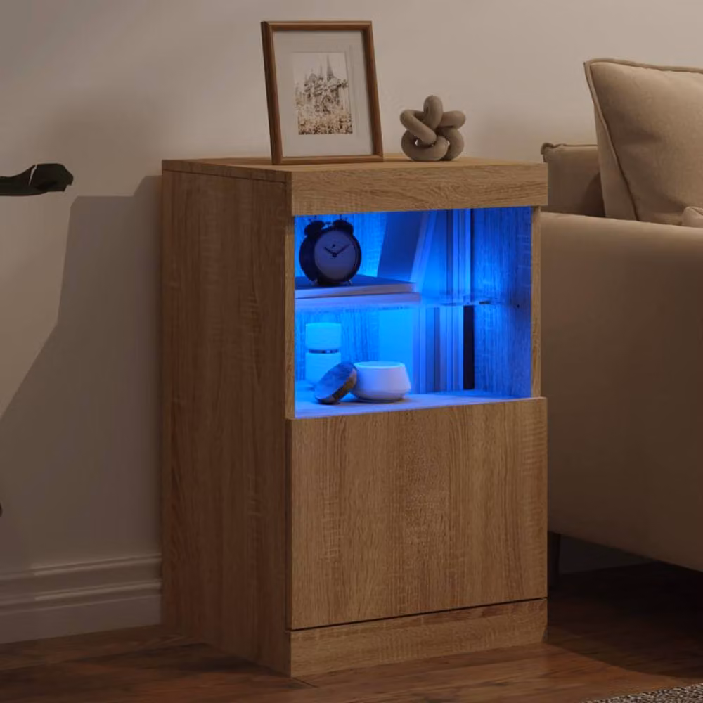 Berkfield Home Modern Sideboard with Integrated LED Lights in Sonoma Oak Brown, W/D/H: 41 x 37 x 67 cm – 3