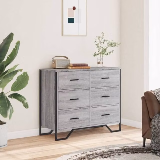 Berkfield Home Decorative Chest of Drawers in Grey Sonoma, W: 91 cm, D: 35.5 cm, H: 74.5 cm – 1