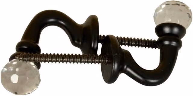 Terrys Black Glass Wall Mounted Tie Back Hooks (Pair)
