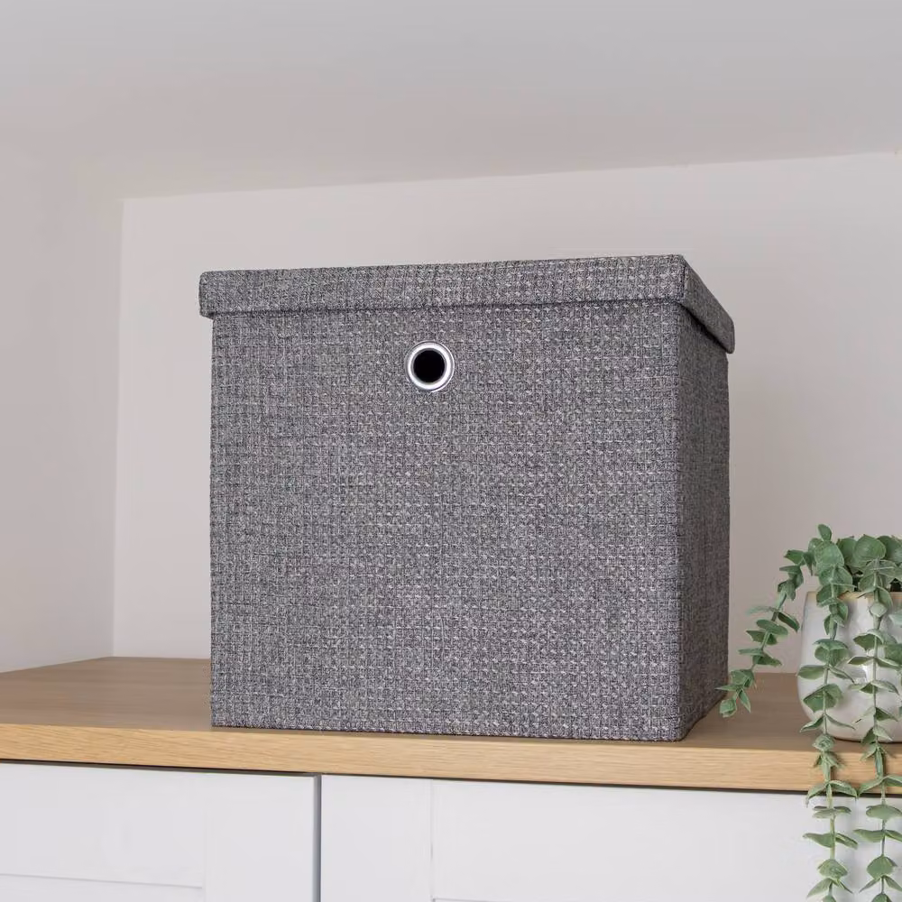 JVL Chroma Foldable Fabric Storage Box with Lid, Grey, W: 30.0 cm, D: 28.0 cm, H: 30.0 cm – 5