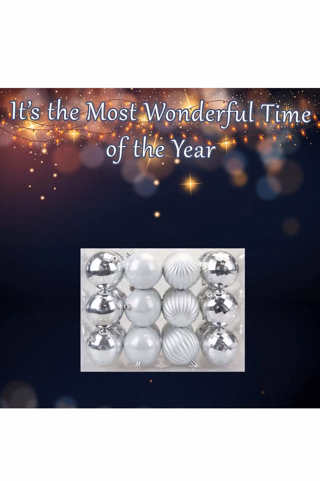 VFM e-Store Silver Round Christmas Bauble Hanging Tree Ornaments, Pack of 24, Diameter: 8 cm – 3