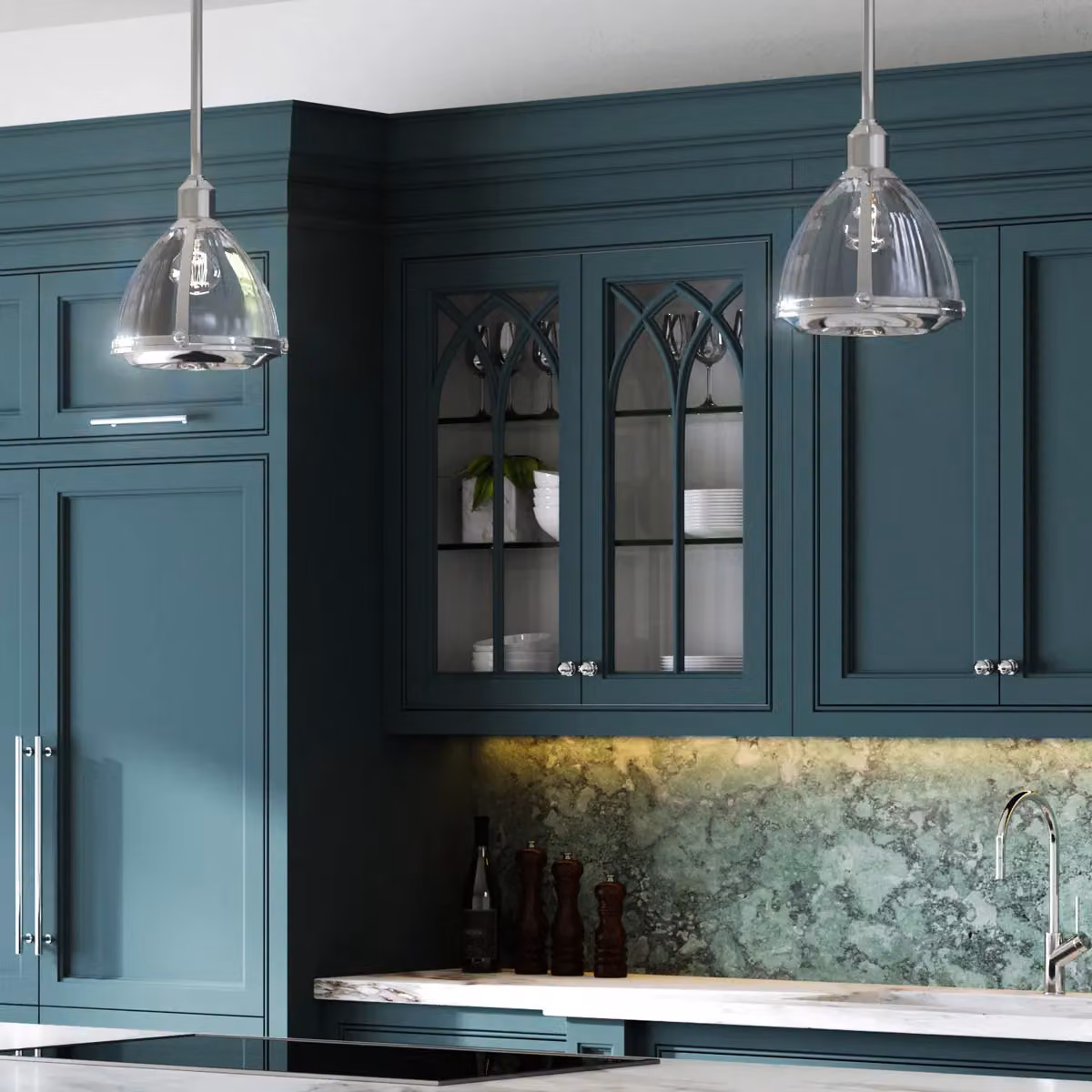 Netlighting Hinkley Elroy 1 Light Suspended Pendant in Grey and Polished Nickel with Transparent Glass – 2