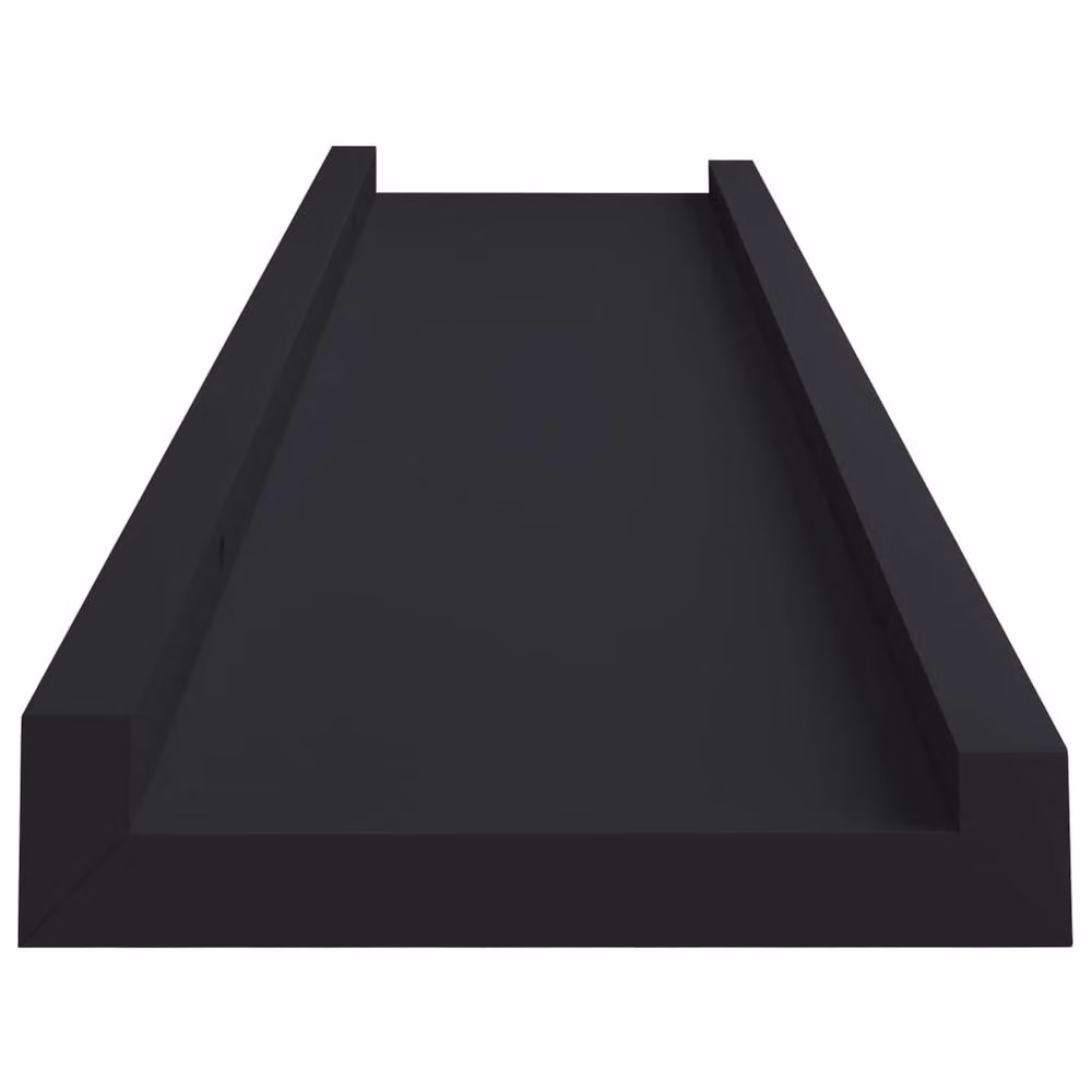 Berkfield Home Set of 2 Black MDF Picture Frame Ledge Shelves, W: 60 cm, D: 9 cm, H: 3 cm – 4