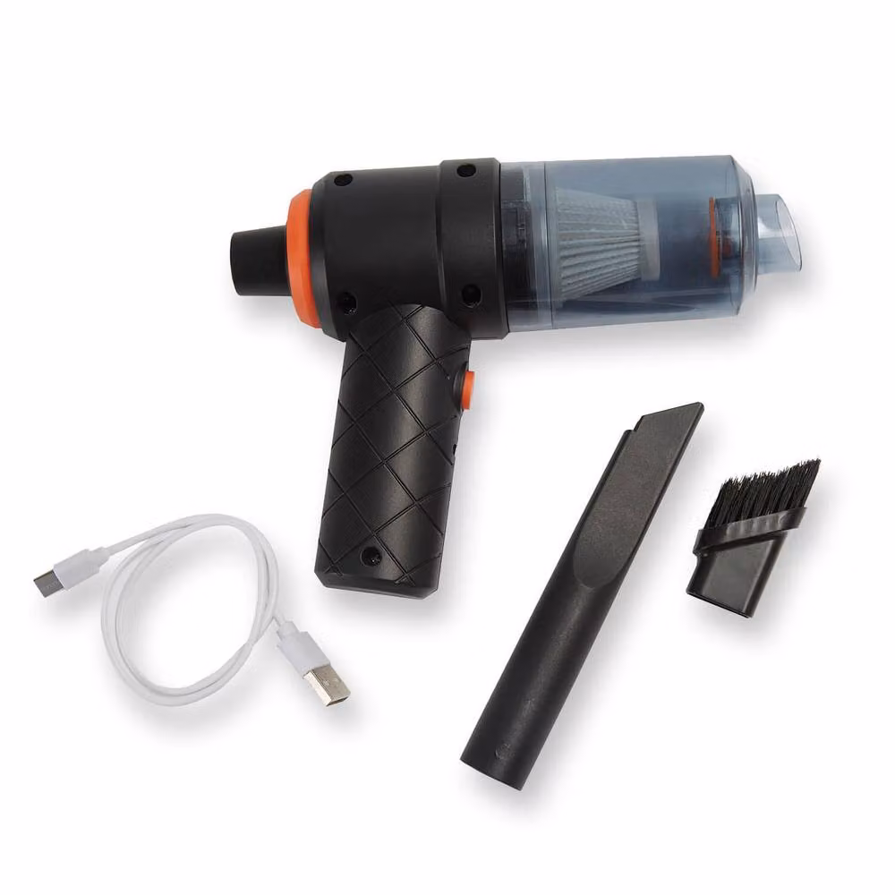 Clarsen Cordless Handheld Vacuum with 2-in-1 Blow and Suction Function, Multicolour Black and Orange, 0.1 l – 5