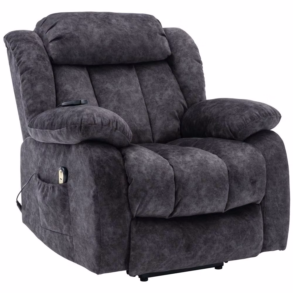 ModernLuxe Grey Velvet Massage Lift Recliner Chair with Heat and Vibration – 5