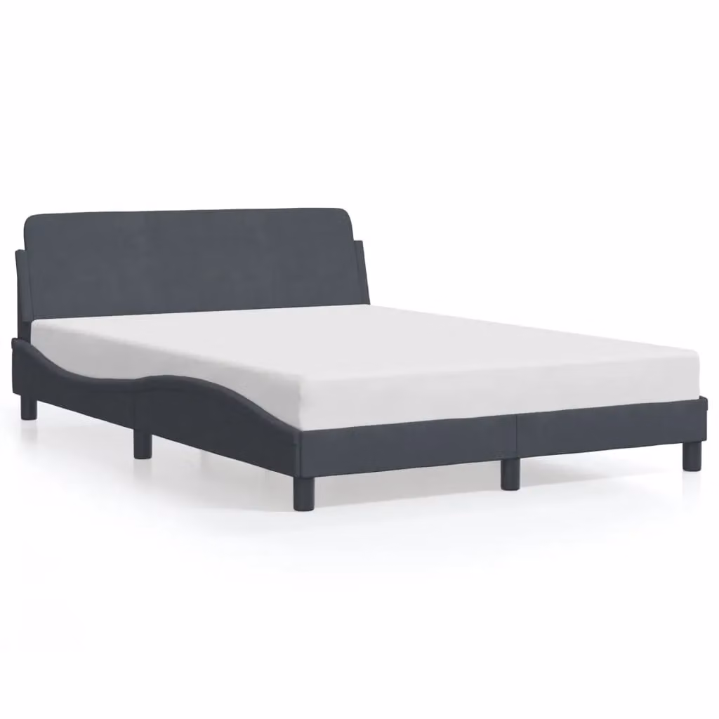 Berkfield Home Double Velvet Upholstered Bed Frame in Dark Grey, W/D/H: 135 x 190 cm – 2