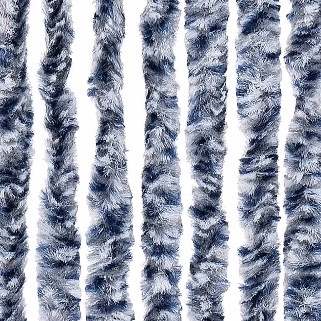 Berkfield Home Blue and White Striped Chenille Fly Curtain, W/H: 100 x 230 cm – 4