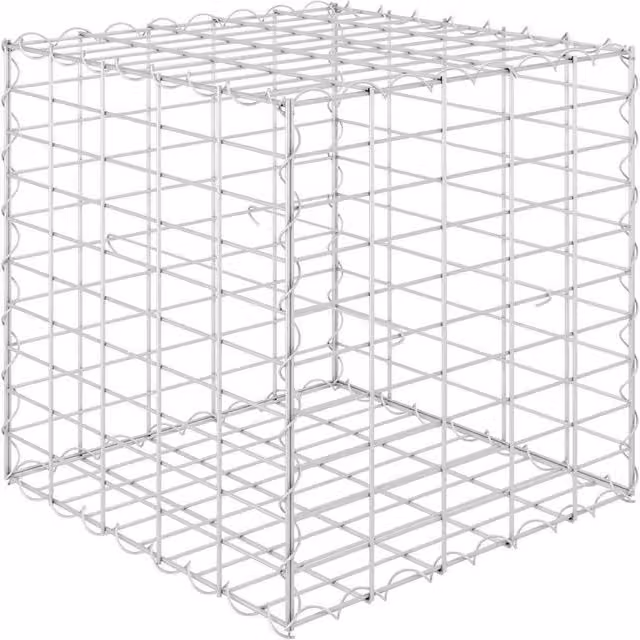 Berkfield Home Cube Gabion Steel Wire Raised Bed in Silver, W/D/H: 50 x 50 x 50 cm