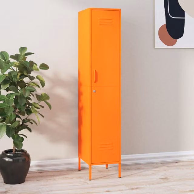 Berkfield Home Freestanding Metal Locker Cabinet in Orange, W/D/H: 35 x 46 x 180 cm – 1
