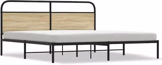 Berkfield Home Metal Bed Frame in Sonoma Oak Brown, W/D/H: 180 x 200 cm Super King