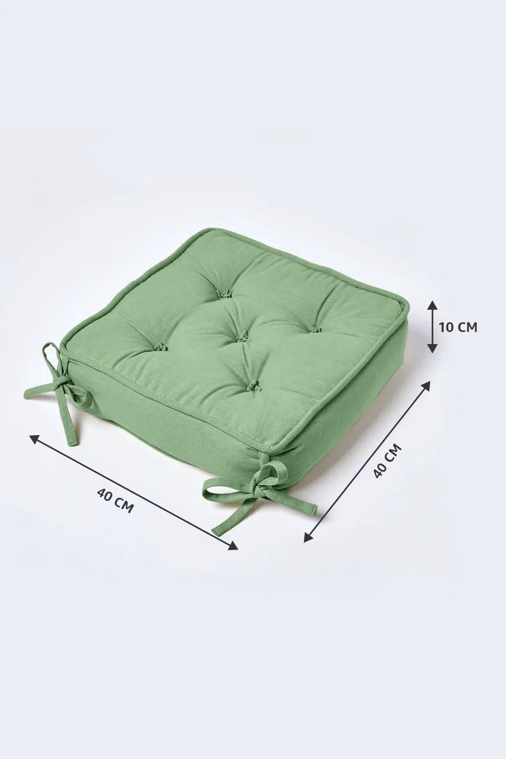 Homescapes Dark Green Cotton Dining Chair Booster Cushion, W/D/H: 40 x 40 x 10 cm – 2