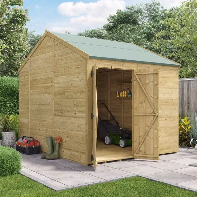 BillyOh Rustic Brown Wooden Apex Shed with Floor and Gable Roof